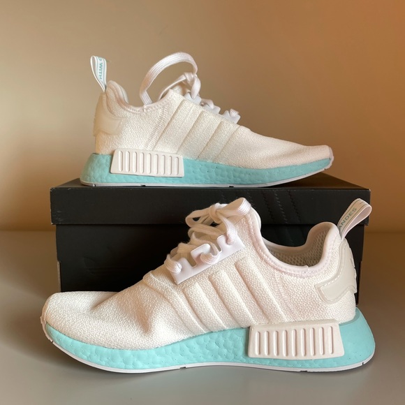 adidas Shoes - NMD R1 White And Tiffany Blue